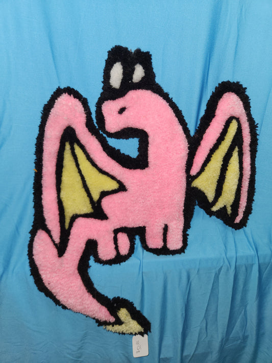 NEW Hand-Tufted Pink Dragon