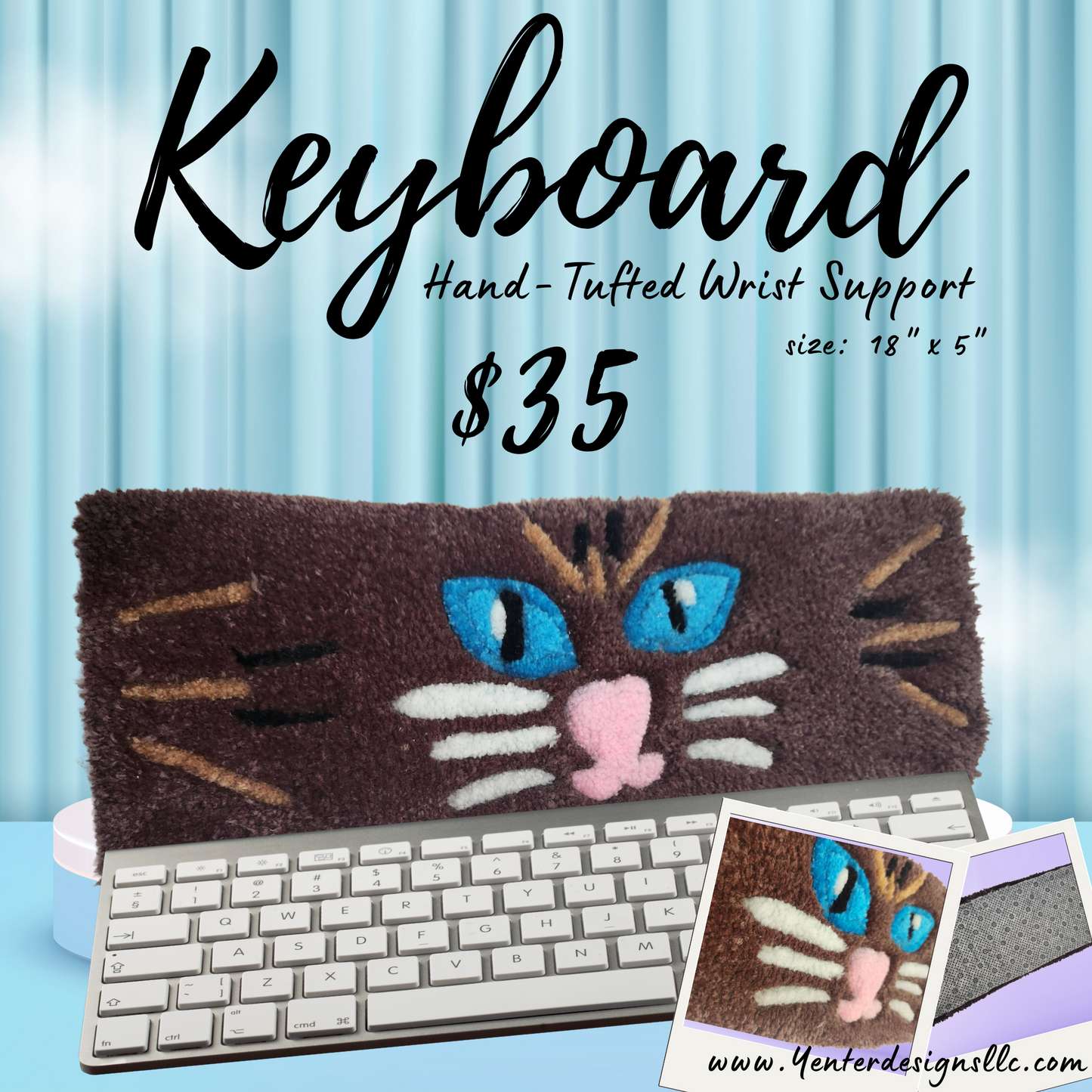 Keyboard Wrist Support Hand-Tufted Dog-Cat Rug