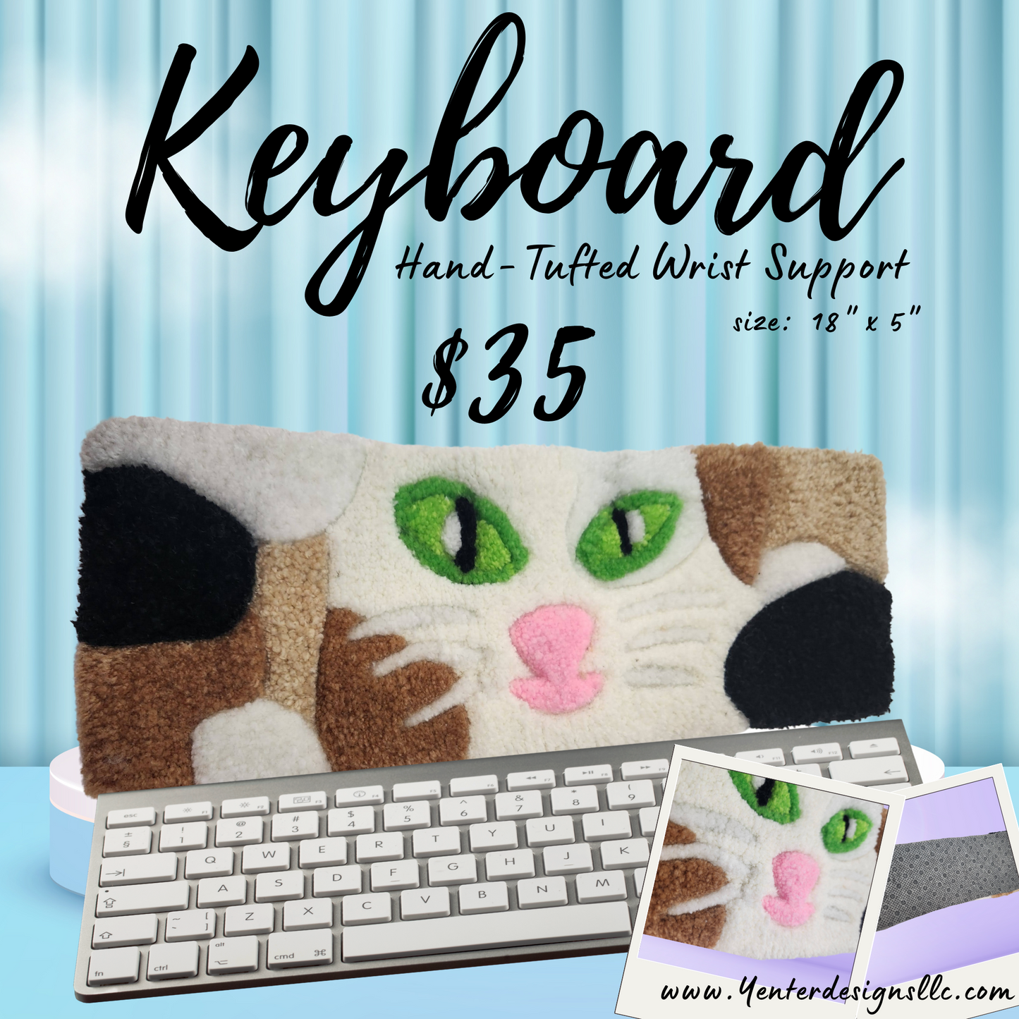 Keyboard Wrist Support Hand-Tufted Dog-Cat Rug